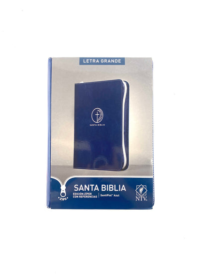 Biblia ntv letra grande sentipiel azul edición ziper con referencias by Nueva Traducción Viviente