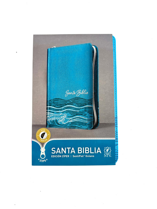 Biblia ntv zíper aguamarina océano con índice by Nueva Traducción Viviente