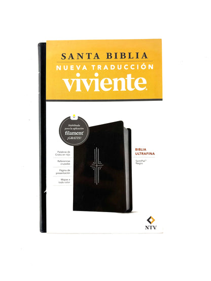 Biblia NTV Filament negro borde plateado
