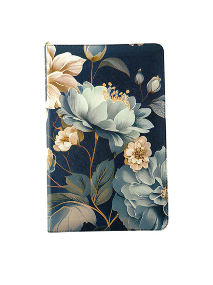 Biblia ntv tipo agenda azul oscuro - flores zíper by Reina Valera 1960