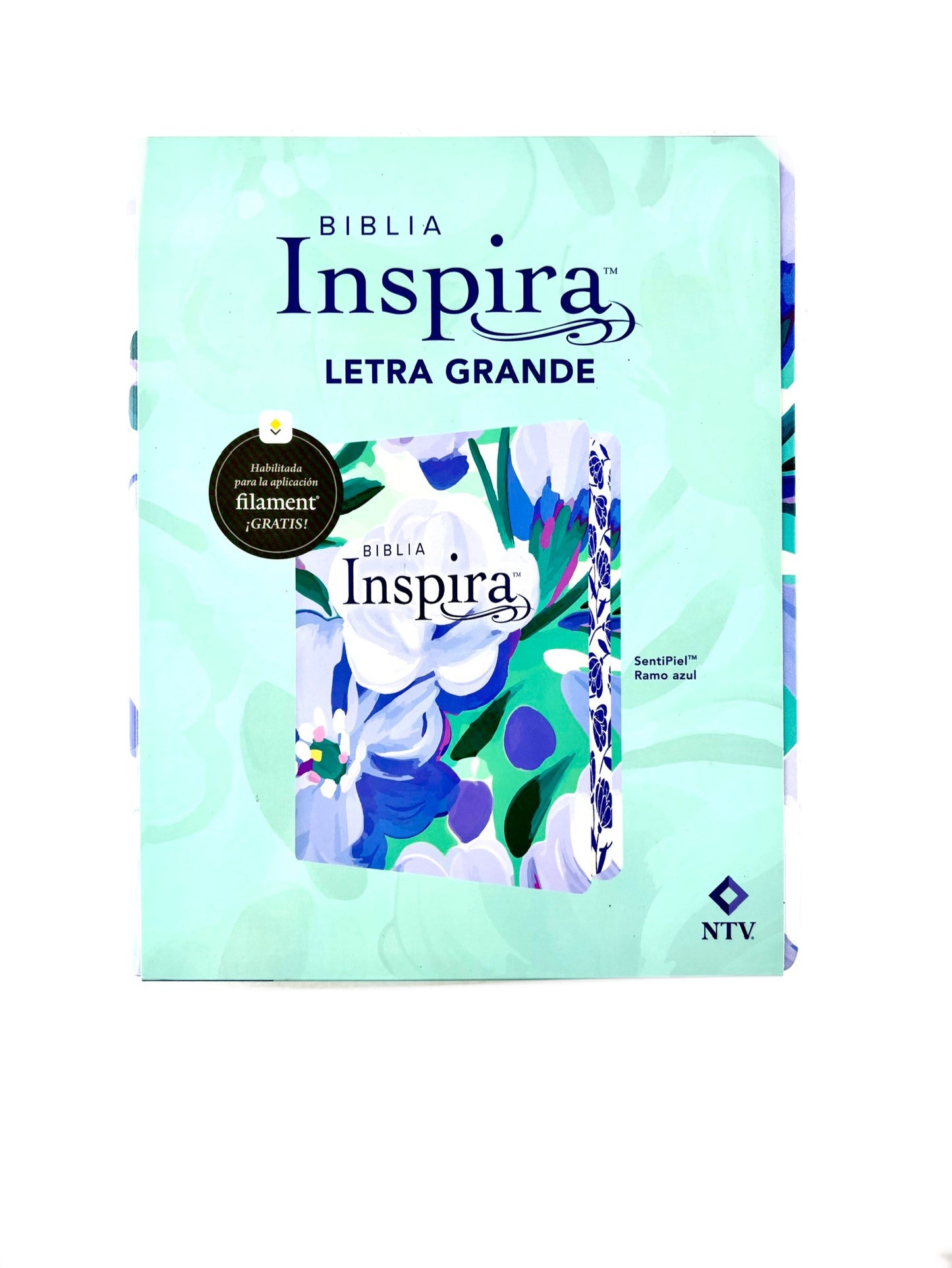 Biblia inspira ntv letra grande ramo azul semi piel