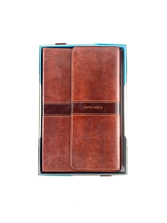 Biblia NVI ultrafina marrón similpiel y solapa con imán