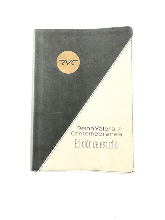 Biblia RVC gris - beige edición de estudio letra grande