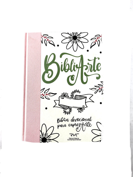 Bibliarte biblia devocional para expresarte rosa borde blanco- flores
