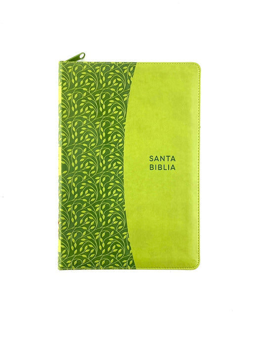 Biblia rvr 1960 letra grande tipo agenda verde con cierre e imágenes de la tierra santa
