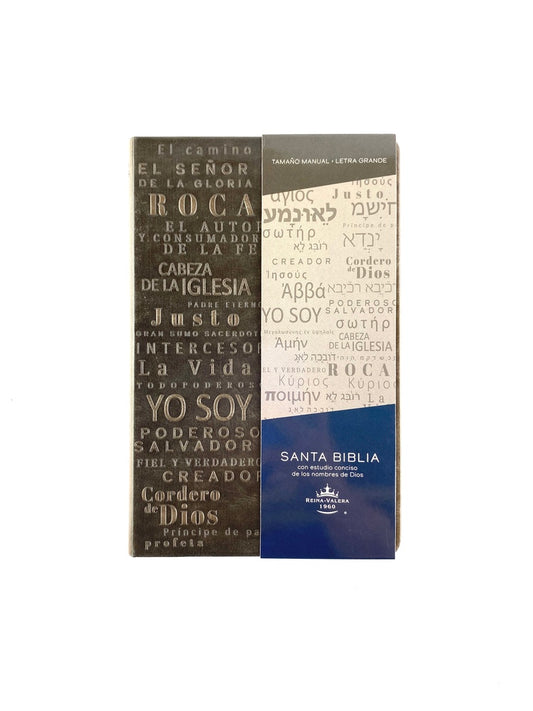 Biblia rvr 1960 letra grande tipo agenda gris sin cierre borde dorado e imágenes de la tierra santa tamaño manual