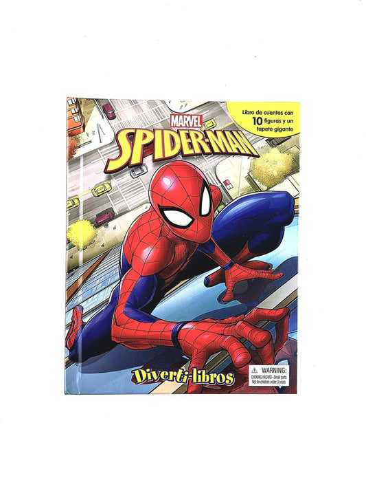 Marvel spiderman diverti-libros libro de cuento con 10 figuras y un tapete gigante