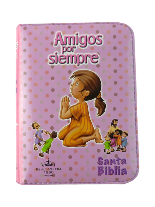 Biblia amigos por siempre rosado con estuche