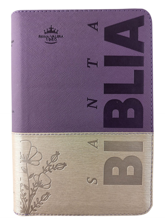 Biblia rvr Beige Morado Canto Dorado Cierre con índice by Reina Valera 1960