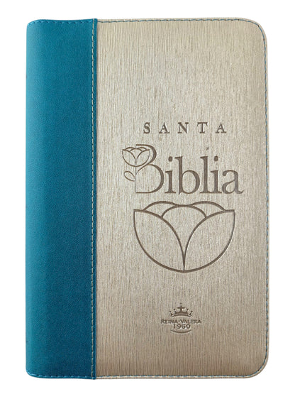 Biblia rvr Beige verde aguamarina Canto Dorado Cierre con índice by Reina Valera 1960