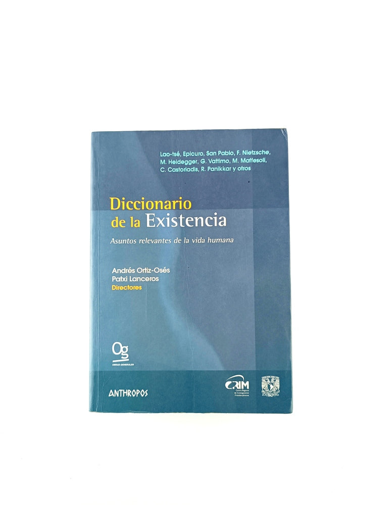 Diccionario de la existencia asuntos relevantes de de la vida humana by Andrés Ortiz Osés Patxi Lanceros