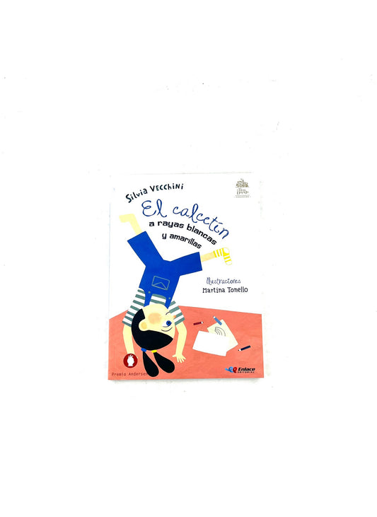 El calcetín a rayas blancas y amarillas