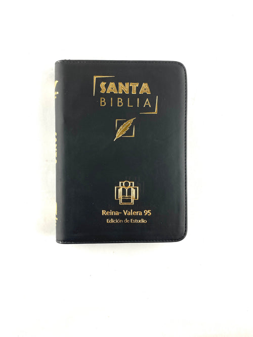Biblia rvr 1995 de estudio negro canto dorado by Reina Valera 1995
