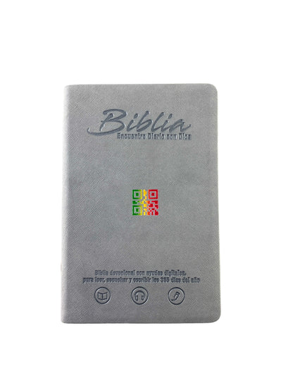 Biblia encuentro diario con Dios gris QR - RVC by Reina Valera contemporánea