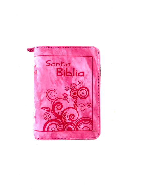 Biblia mini fucsia canto plateado con cierre by Reina Valera 1960