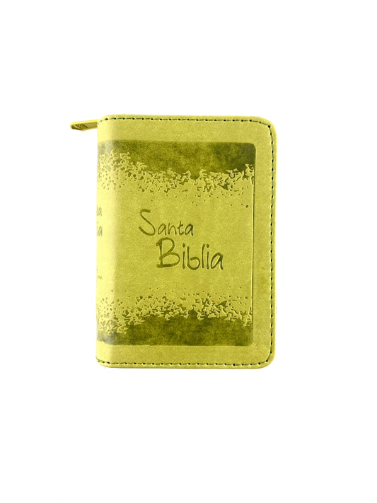 Biblia mini verde con cierre canto plateado