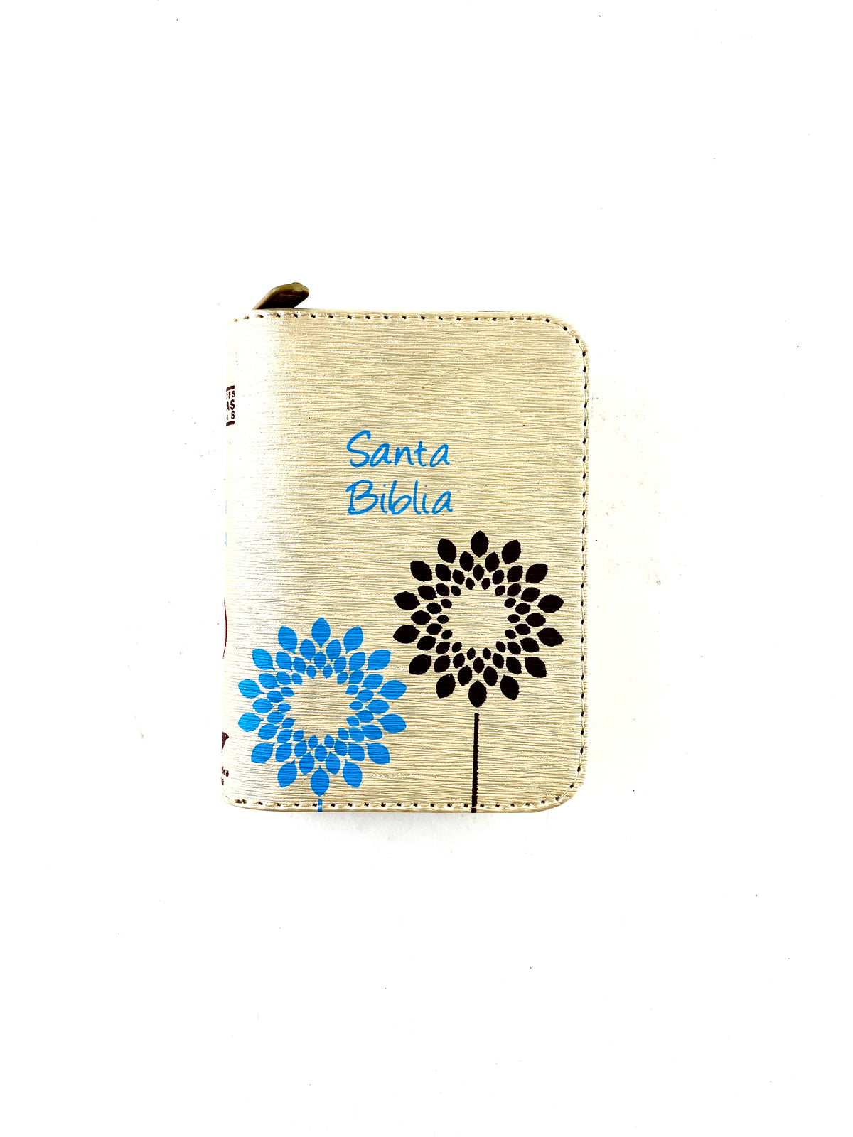 Biblia mini beige canto azul con cierre by Reina Valera 1960