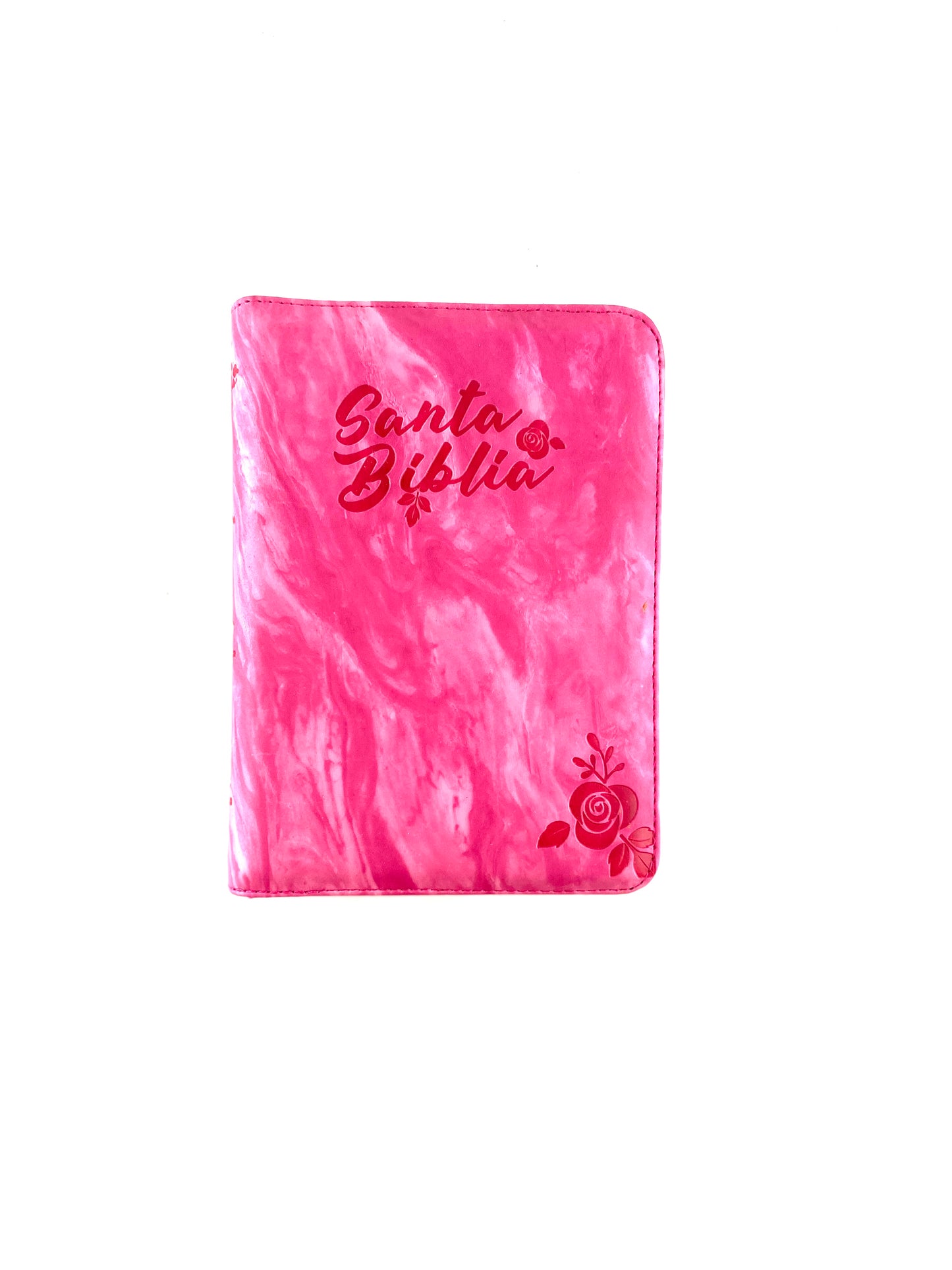 Biblia fucsia canto plateado con uñero