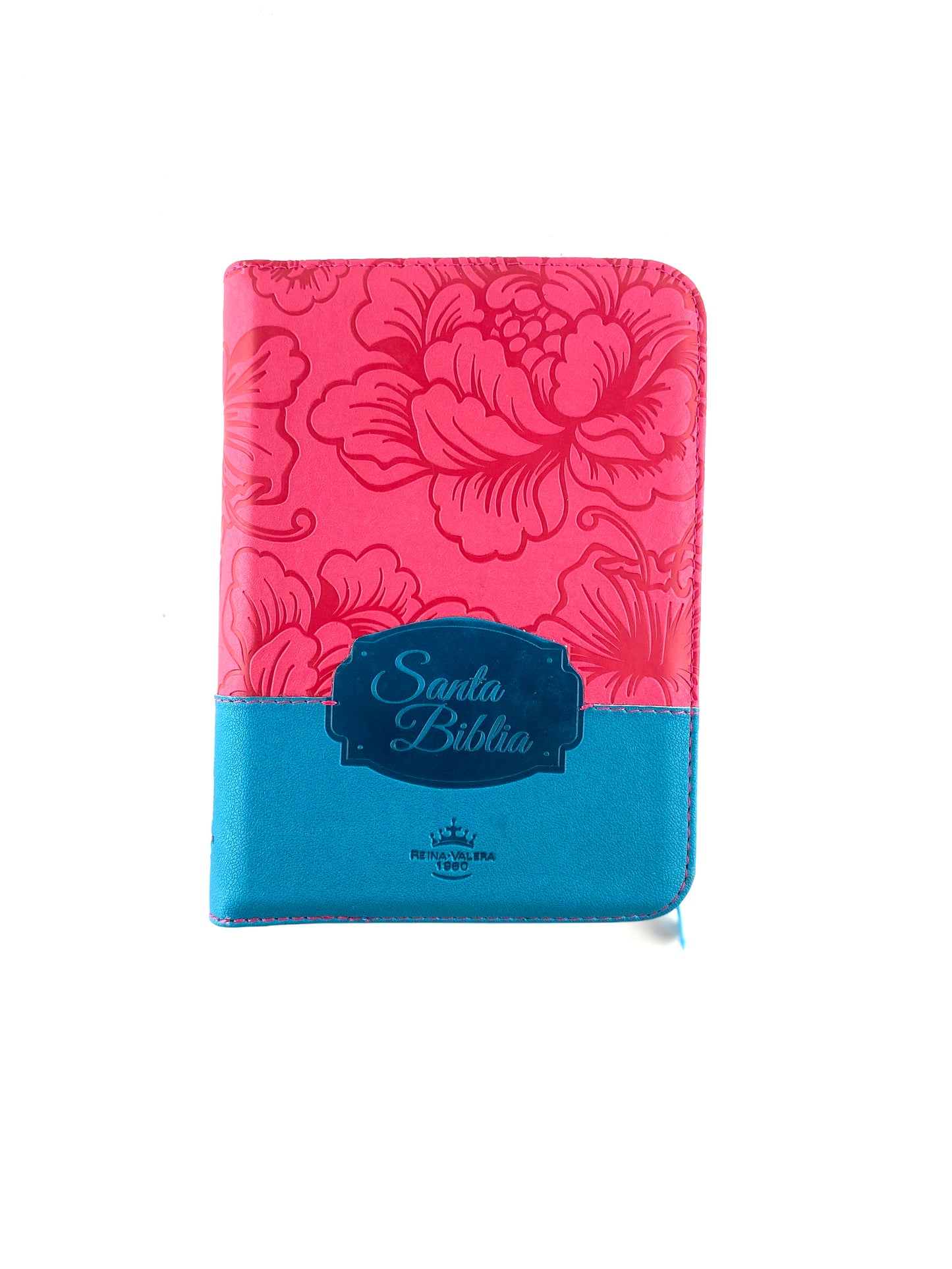 Biblia rvr troquelada fucsia azul canto plateado