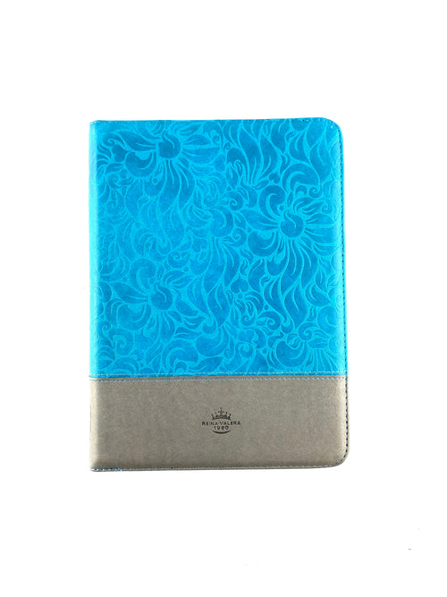 Biblia letra gigante azul aguamarina gris con índice by Reina Valera 1960