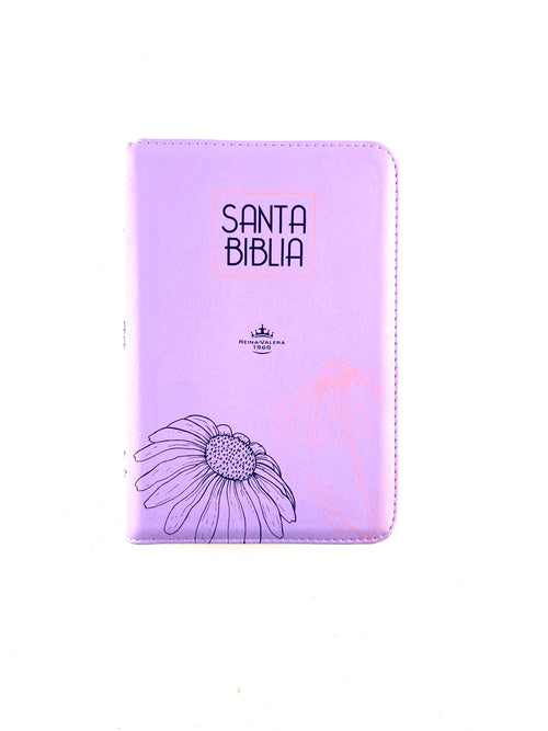 Biblia rvr letra grande promoción lila flores by Reina Valera 1960