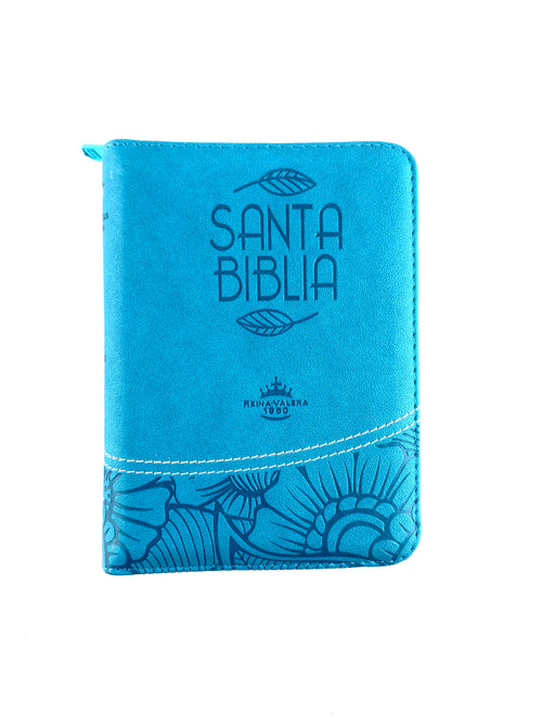 Biblia pequeña azul aguamarina con índice by Reina Valera 1960