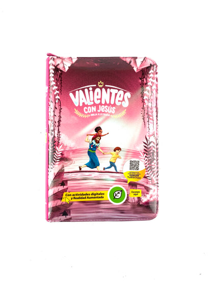 Biblia valientes con Jesús rvr letra grande fucsia