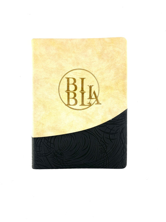 Biblia letra gigante beige negro borde blanco sin cierre