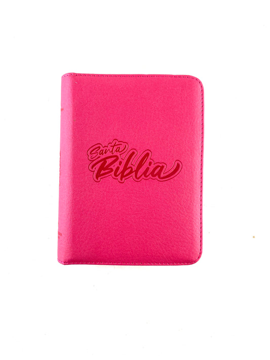 BIiblia rvr 60 fucsia borde blanco mediana