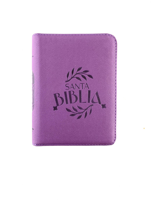 BIiblia rvr 60 morada borde blanco mediana