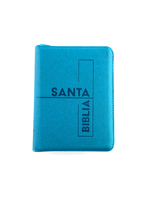 BIiblia rvr 60 azul aguamarina borde blanco mediana