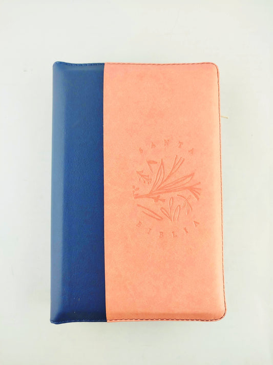 Biblia rvr 1960 letra gigante con forro azul oscuro -  rosa