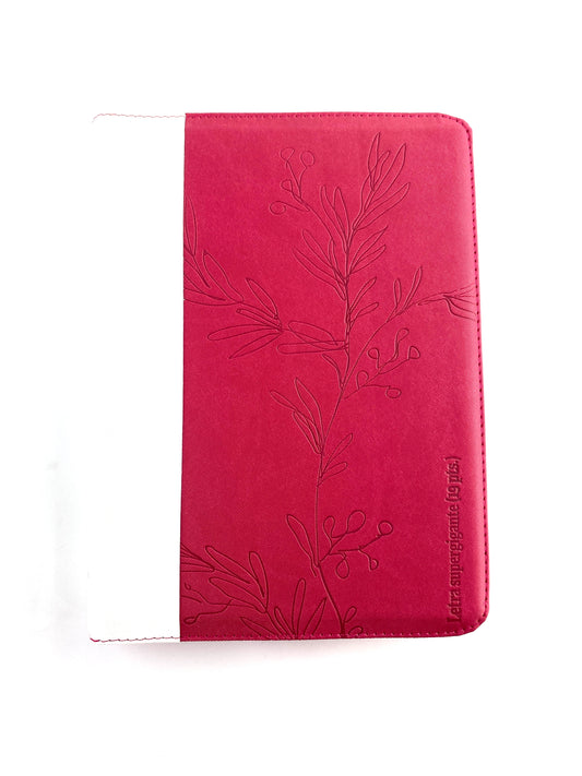 Biblia reina valera 1960 letra súper gigante fucsia - blanco con índice