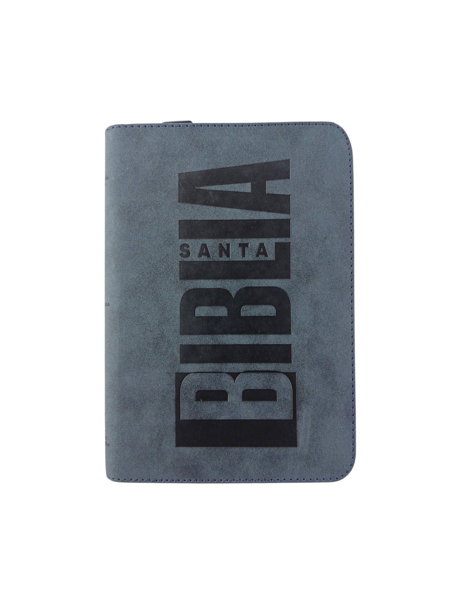 Biblia rvr letra grande azul borde plateado