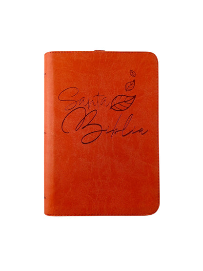 Biblia rvr letra grande salmón borde dorado