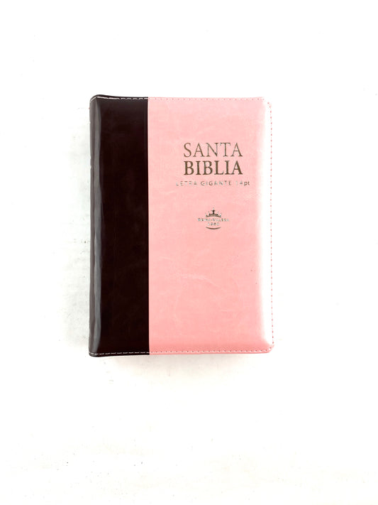 Biblia manual letra super gigante rosado marrón