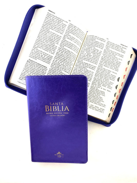 Biblia rvr 1960 clásica morada borde dorado e índice con cierre by Reina Valera 1960