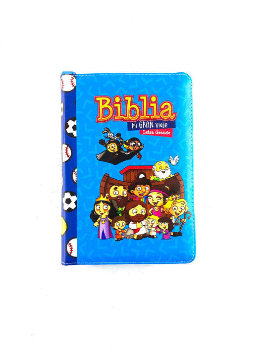 Biblia mi gran viaje rvr 1960 letra grande imitación piel azul con cierre by Reina Valera 1960