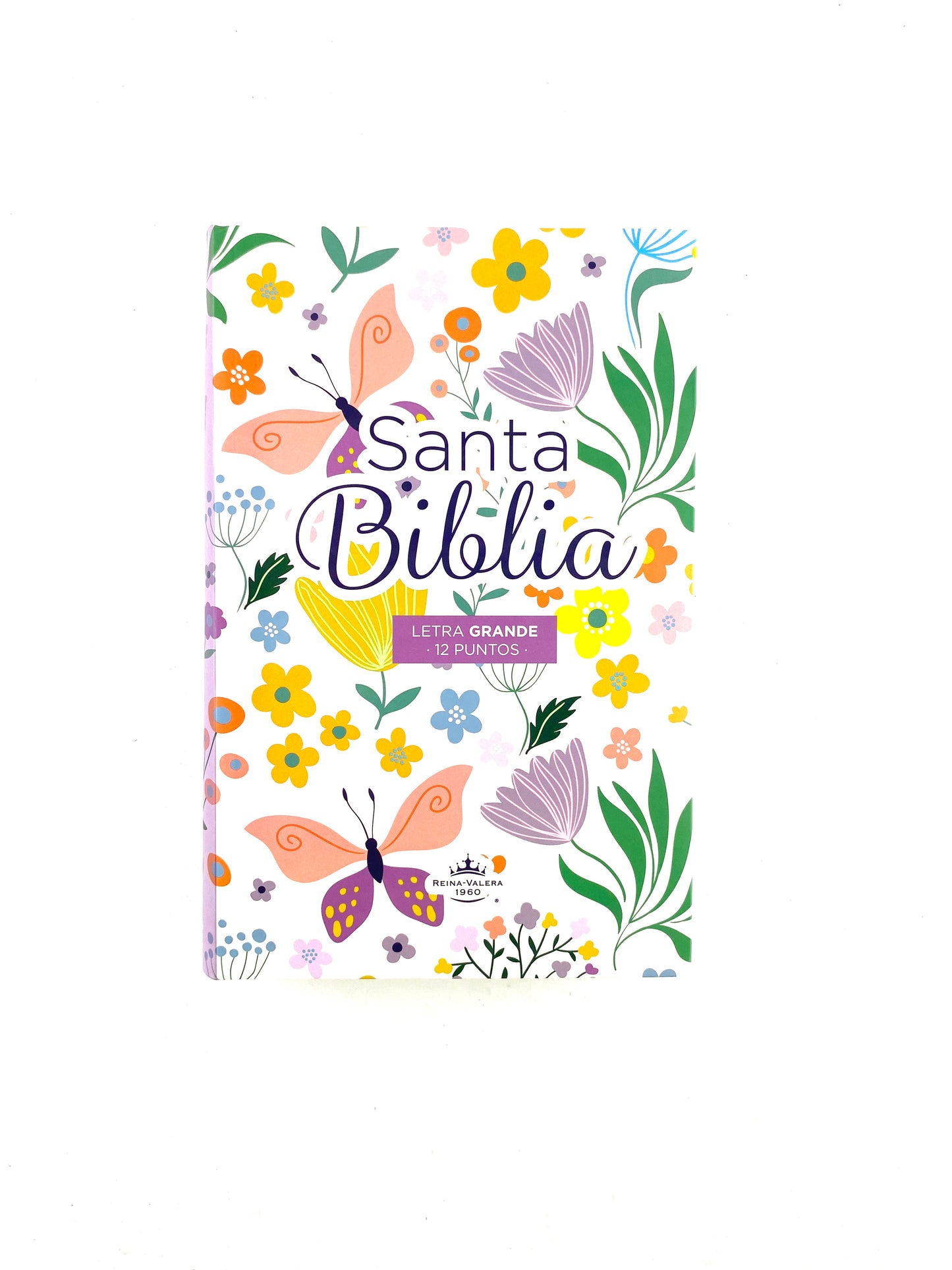 Biblia rvr 1960 letra grande pasta dura blanca mariposas