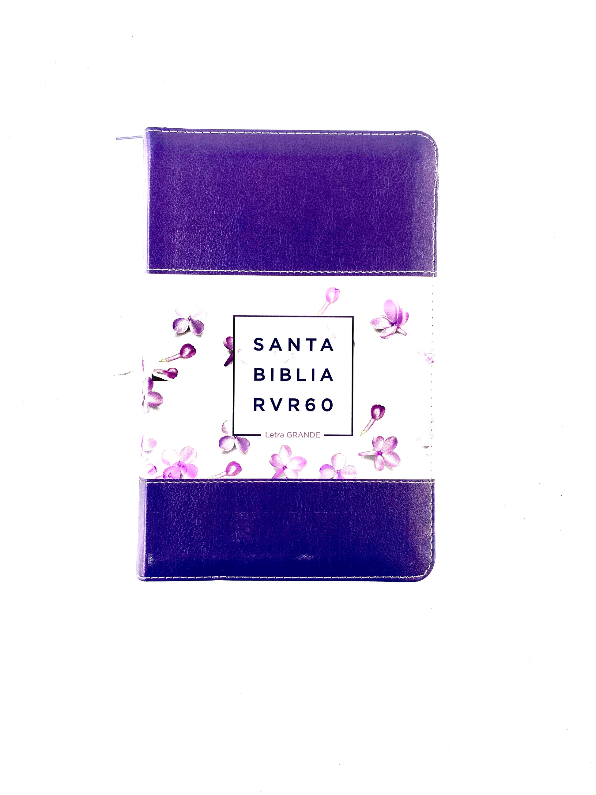 Biblia rvr 1960 duotono violeta-blanco flores letra grande con cierre e índice by Reina Valera 1960
