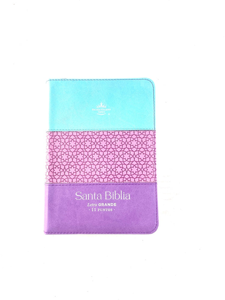 Biblia rvr 1960 tricolor celeste- rosa- lila letra grande con cierre e índice by Reina Valera 1960