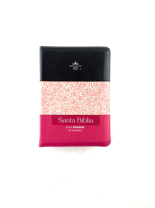Biblia rvr 1960 tricolor negro-rosa-fucsia letra grande con cierre e índice by Reina Valera 1960
