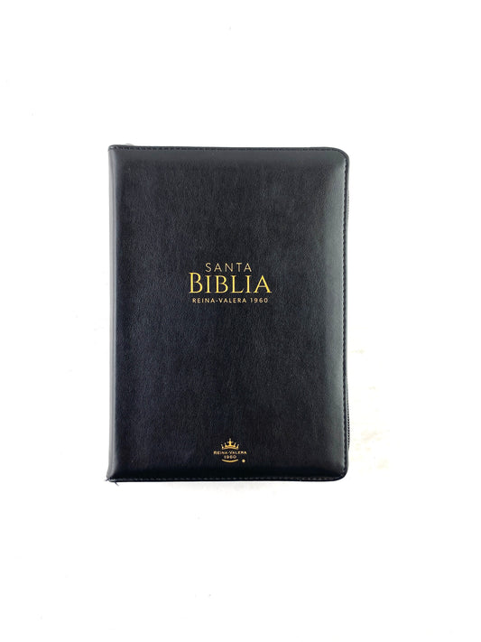 Biblia rvr 1960 negra letra grande con forro e índice