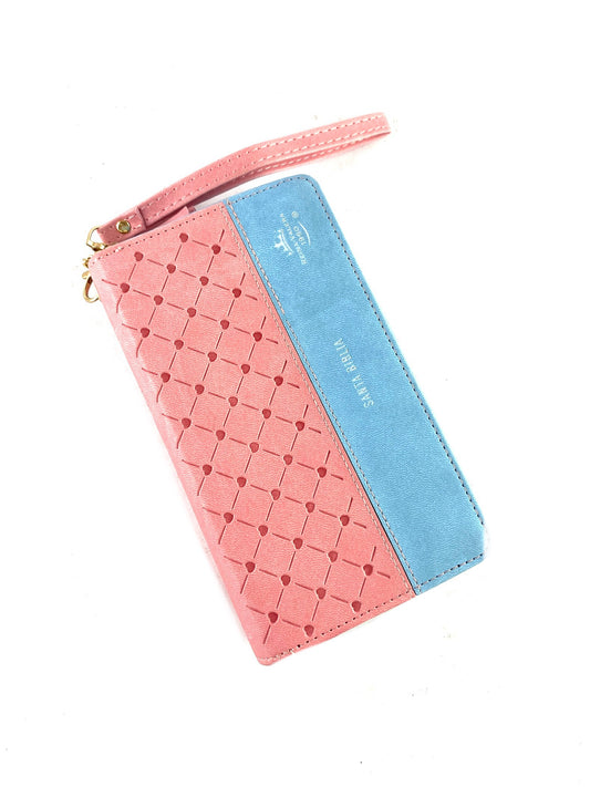 Biblia tipo chequera rvr 1960 con cierre sin índice rosa - azul