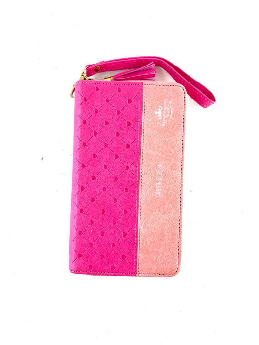 Biblia tipo chequera rvr 1960 con cierre sin índice fucsia-rosa by Reina Valera 1960