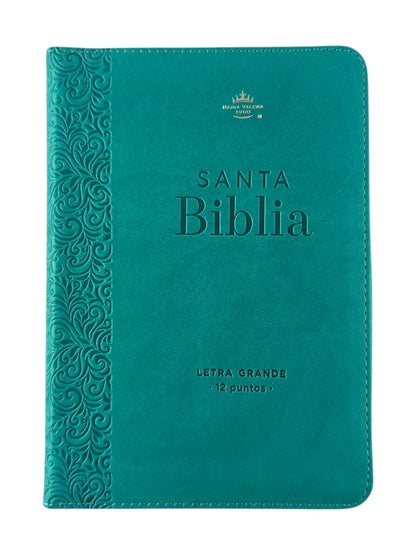 Biblia rvr 1960 turquesa letra grande con cierre
