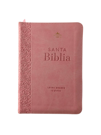 Biblia rvr 1960 rosado letra grande con forro borde dorado by Reina Valera 1960