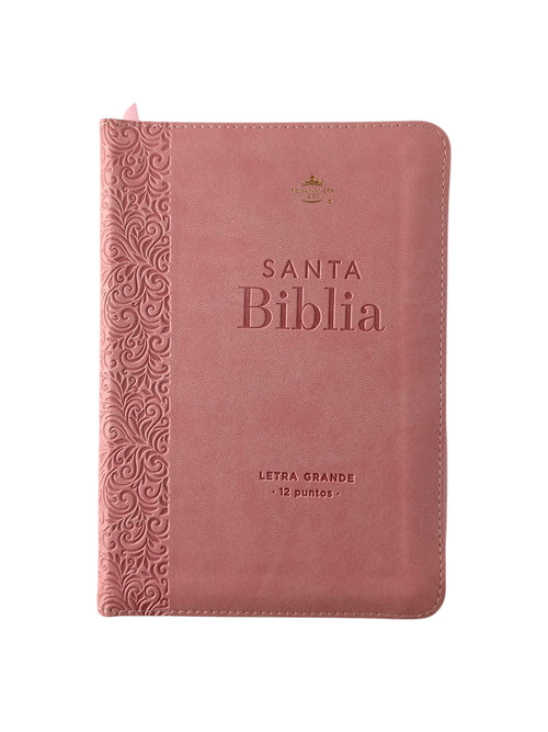Biblia rvr 1960 rosado letra grande con forro borde dorado by Reina Valera 1960