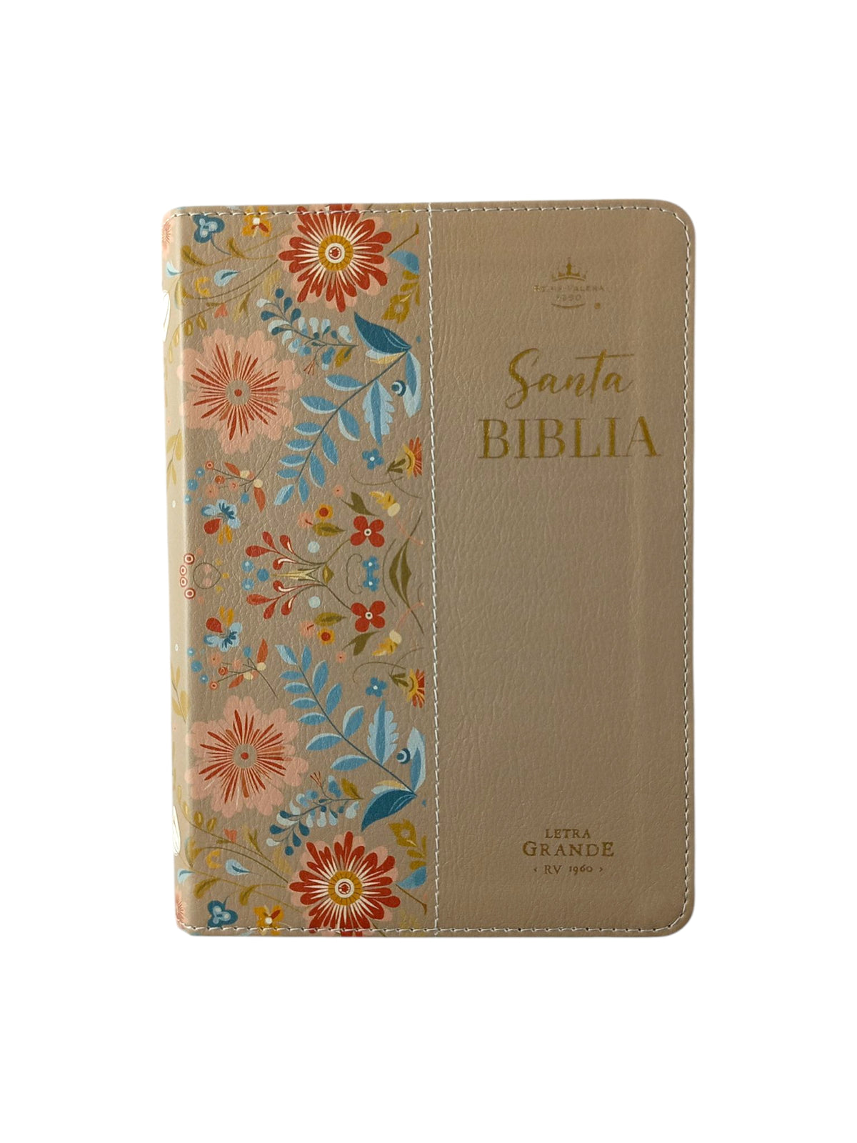 Biblia rvr 1960 letra grande beige flores - canto decorado sin cierre by Reina Valera 1960
