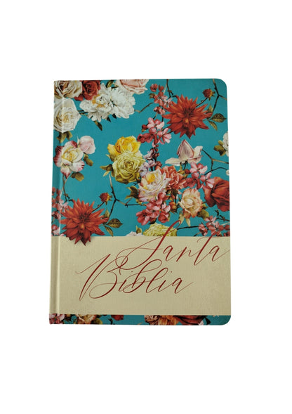 Biblia de Apuntes RVR 1960 Tapa dura, Azul celeste con flores (Edición cantos pintados) by Cipriano Valera